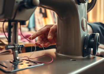 máquina de costura usada e sincronismo