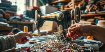 máquina de costura usada e troca de artigo