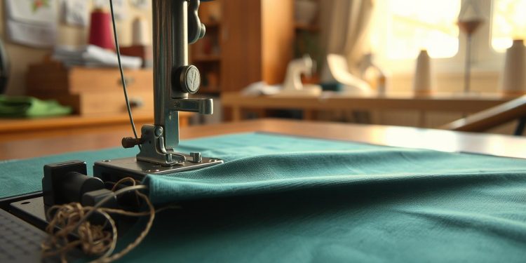 máquina de costura usada e variação de tensão