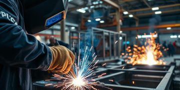 máquina de solda e aprendizado do operador