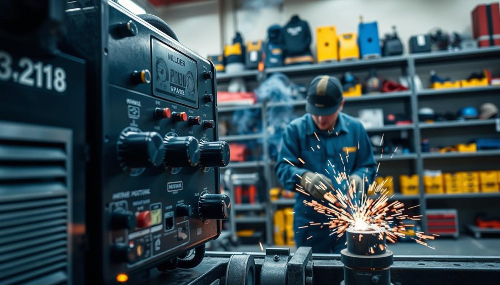 máquina de solda e controle de respingos