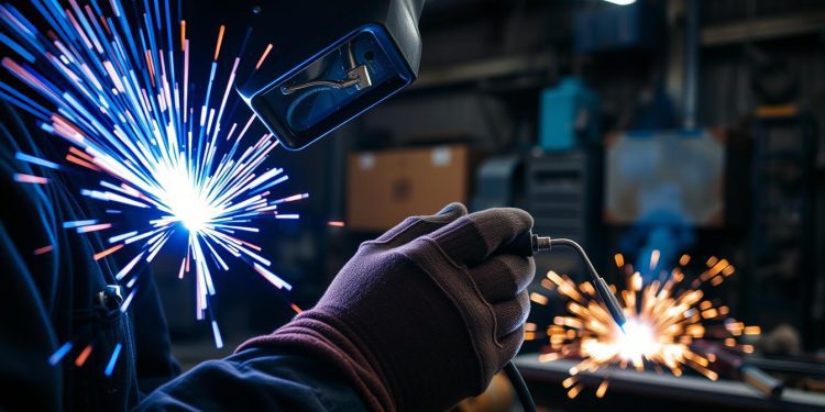 máquina de solda e soldagem de aço carbono