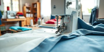 máquina overlock e diferentes tecidos