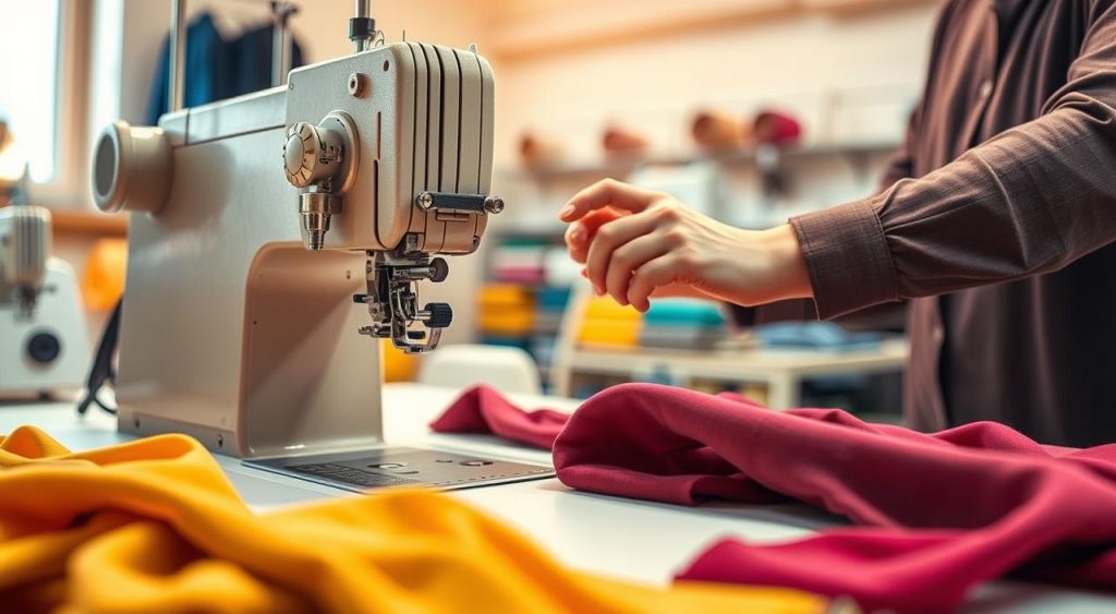 máquina overlock tecidos elásticos