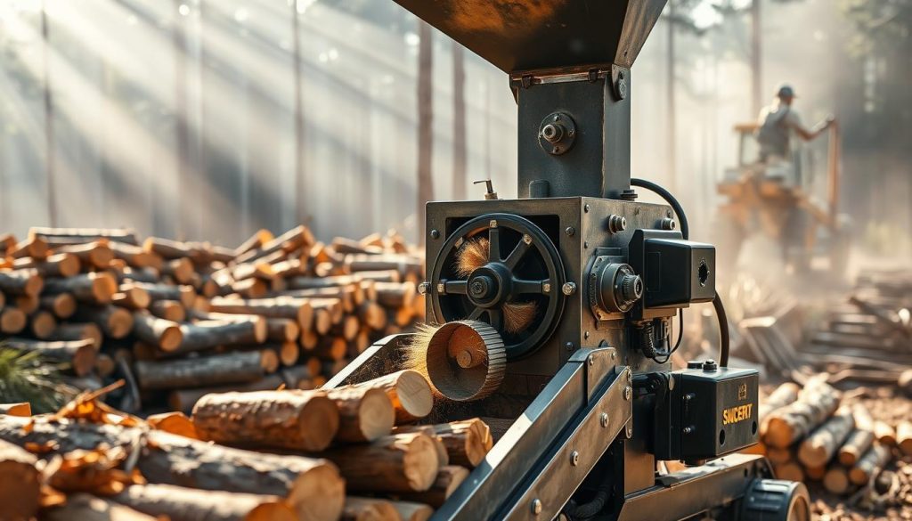 picador de madeira com alimentação automática