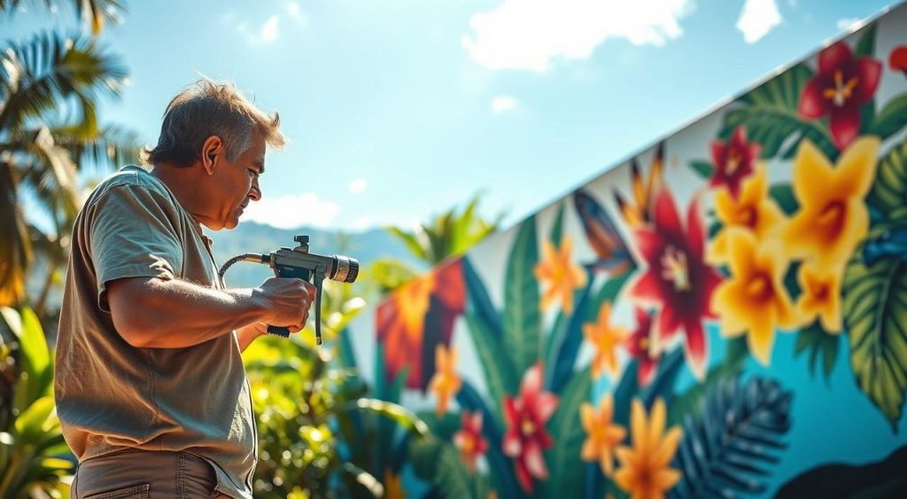 pintura com pistola no verão brasileiro