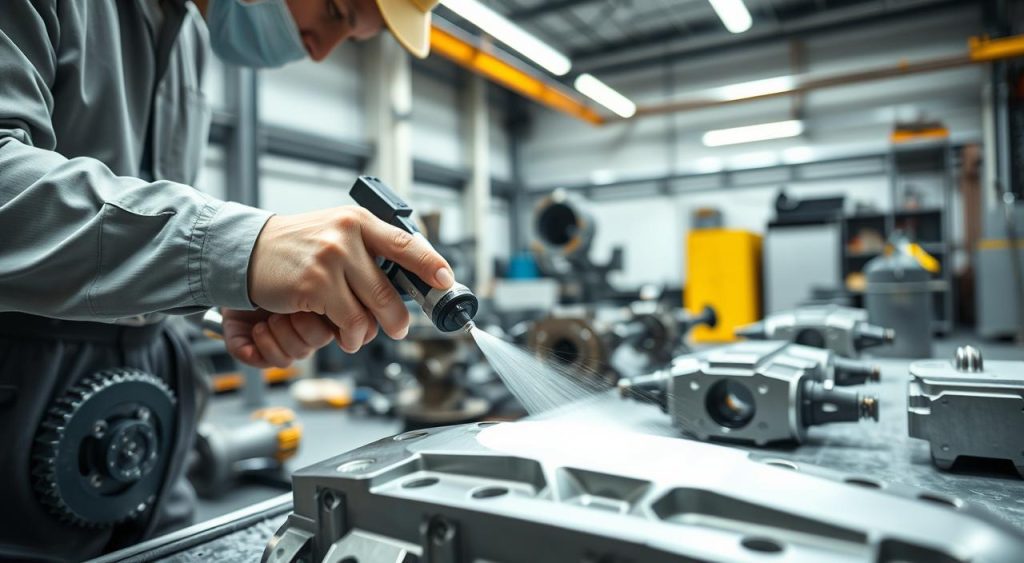 pintura de precisão em componentes industriais