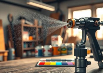 pistola de pintura e ângulo de pulverização