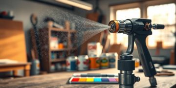 pistola de pintura e ângulo de pulverização