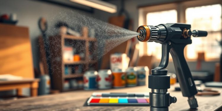 pistola de pintura e ângulo de pulverização