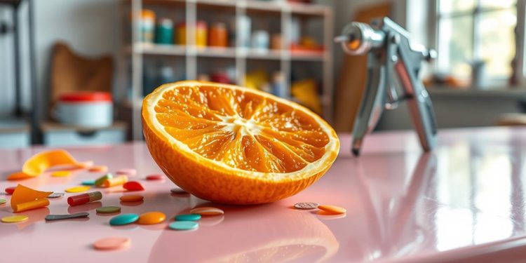 pistola de pintura e casca de laranja