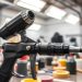 pistola de pintura e cobertura em cantos