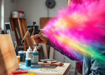 pistola de pintura e overspray
