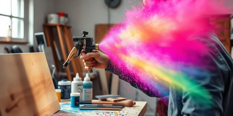 pistola de pintura e overspray