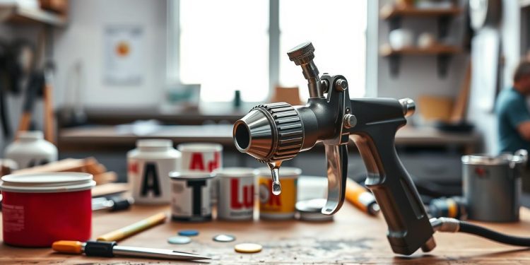 pistola de pintura e primeira demão