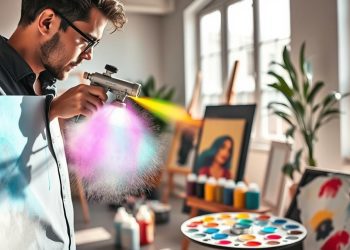 pistola de pintura e tempo de flash