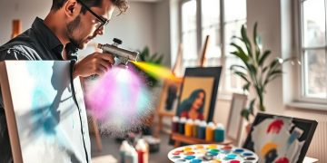 pistola de pintura e tempo de flash