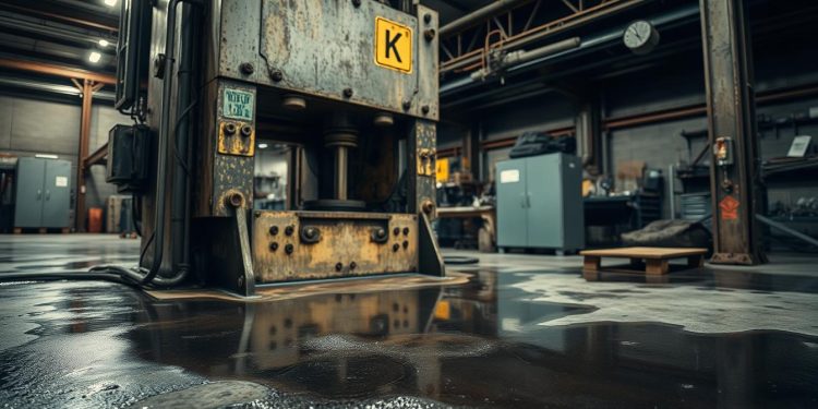 prensa hidráulica usada e contaminação do óleo