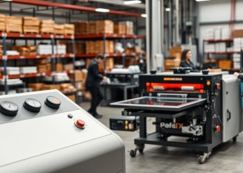 prensa térmica e layout de produção