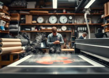 prensa térmica e tempo de produção