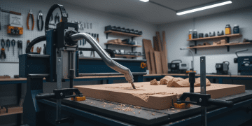 router cnc e flexão do eixo
