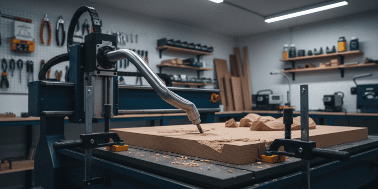 router cnc e flexão do eixo