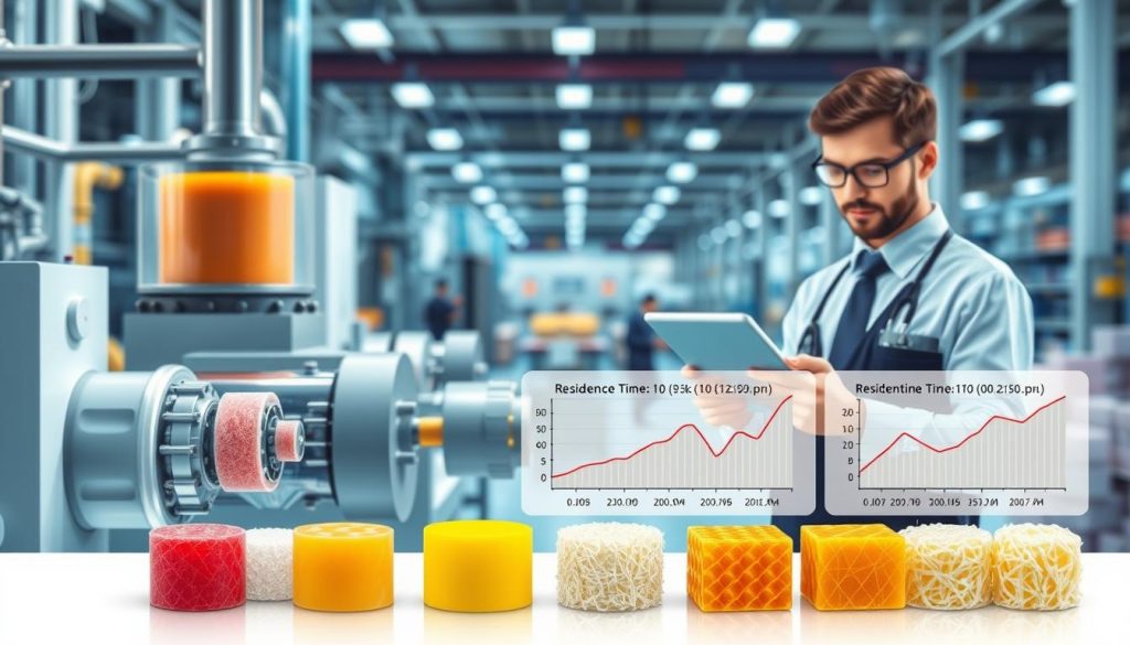 tempo de residência ideal para polímeros