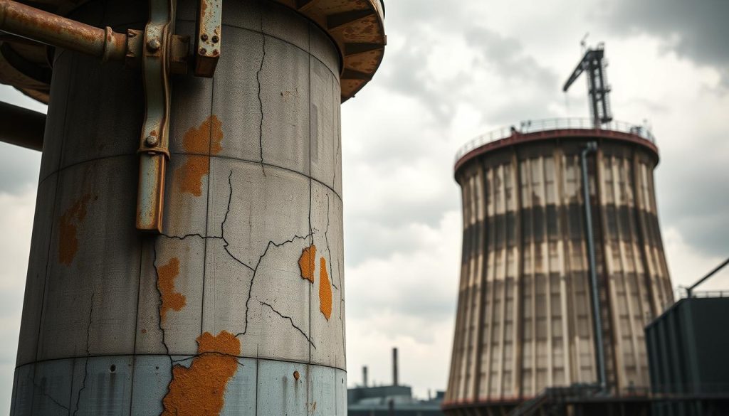 torre de resfriamento e envelhecimento estrutural
