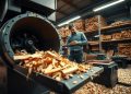 triturador de madeira e alimentação irregular