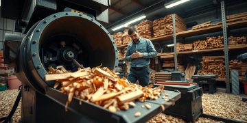 triturador de madeira e alimentação irregular