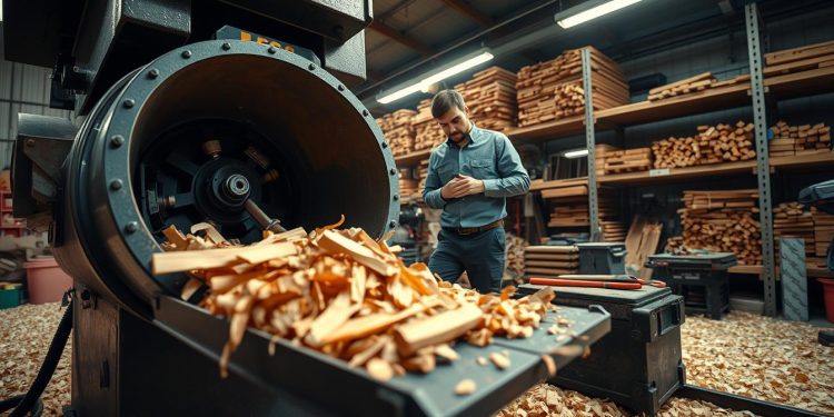 triturador de madeira e alimentação irregular