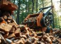 triturador de madeira e compactação do material