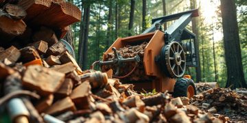 triturador de madeira e compactação do material