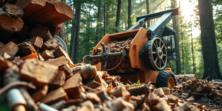 triturador de madeira e compactação do material