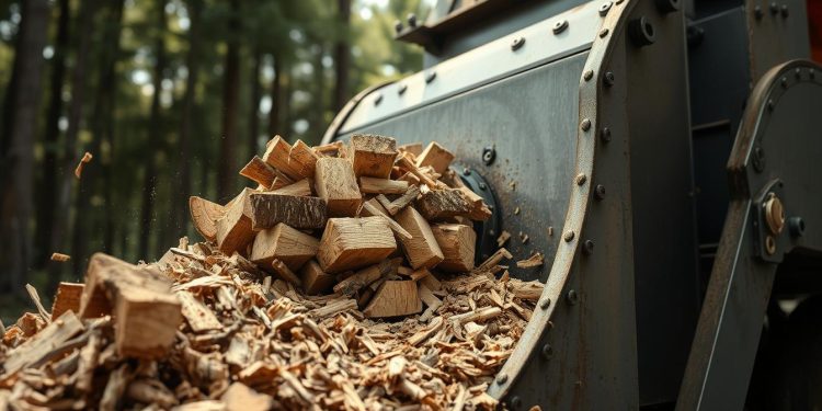 triturador de madeira e compactação do material