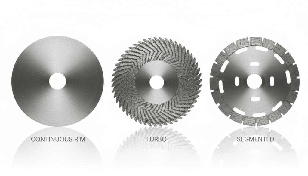 Diferentes tipos de discos para serra mármore