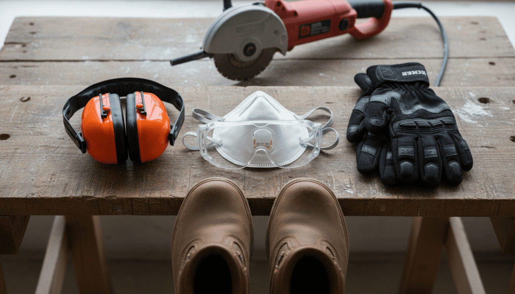 Equipamentos de proteção individual para uso da serra mármore