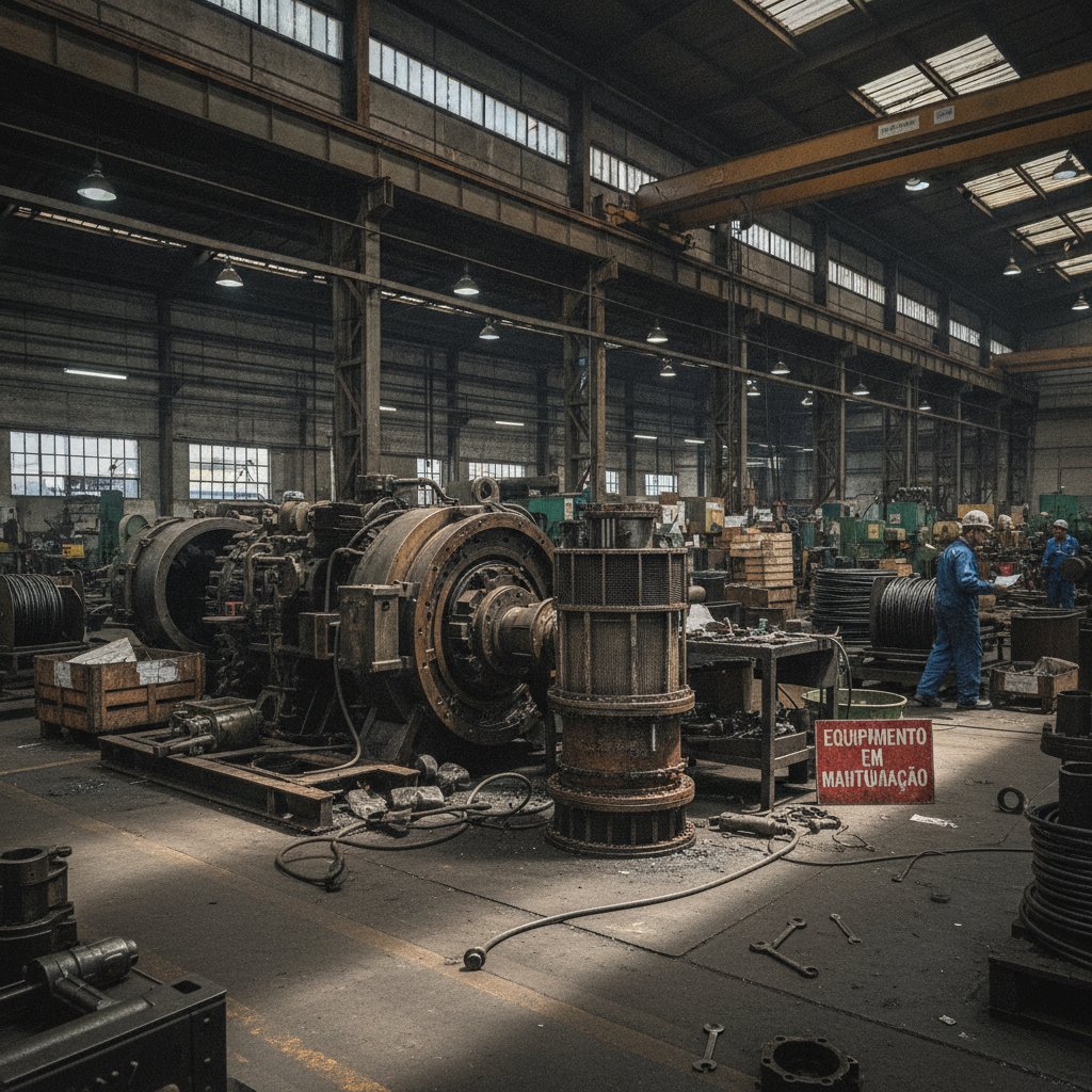 Interior de compressor de parafuso com elemento separador visível, mostrando os componentes internos principais