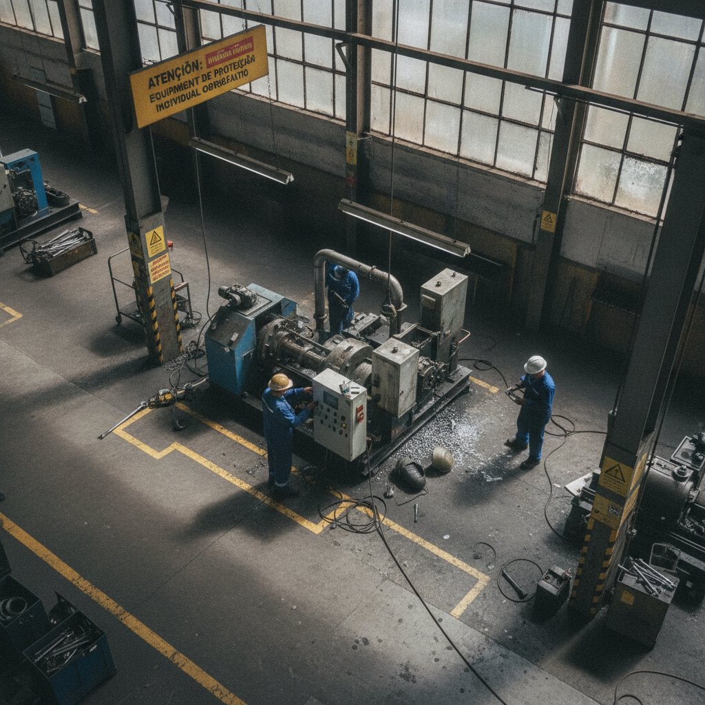 Corte técnico de compressor de parafuso isento de óleo mostrando o conjunto rotativo sem lubrificação