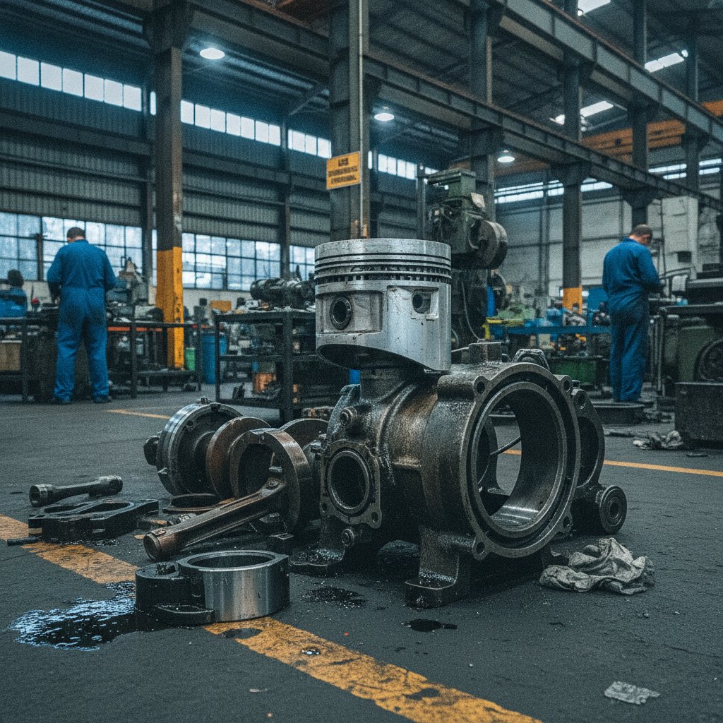 Vista interna de compressor isento de óleo mostrando pistão com revestimento sem lubrificação
