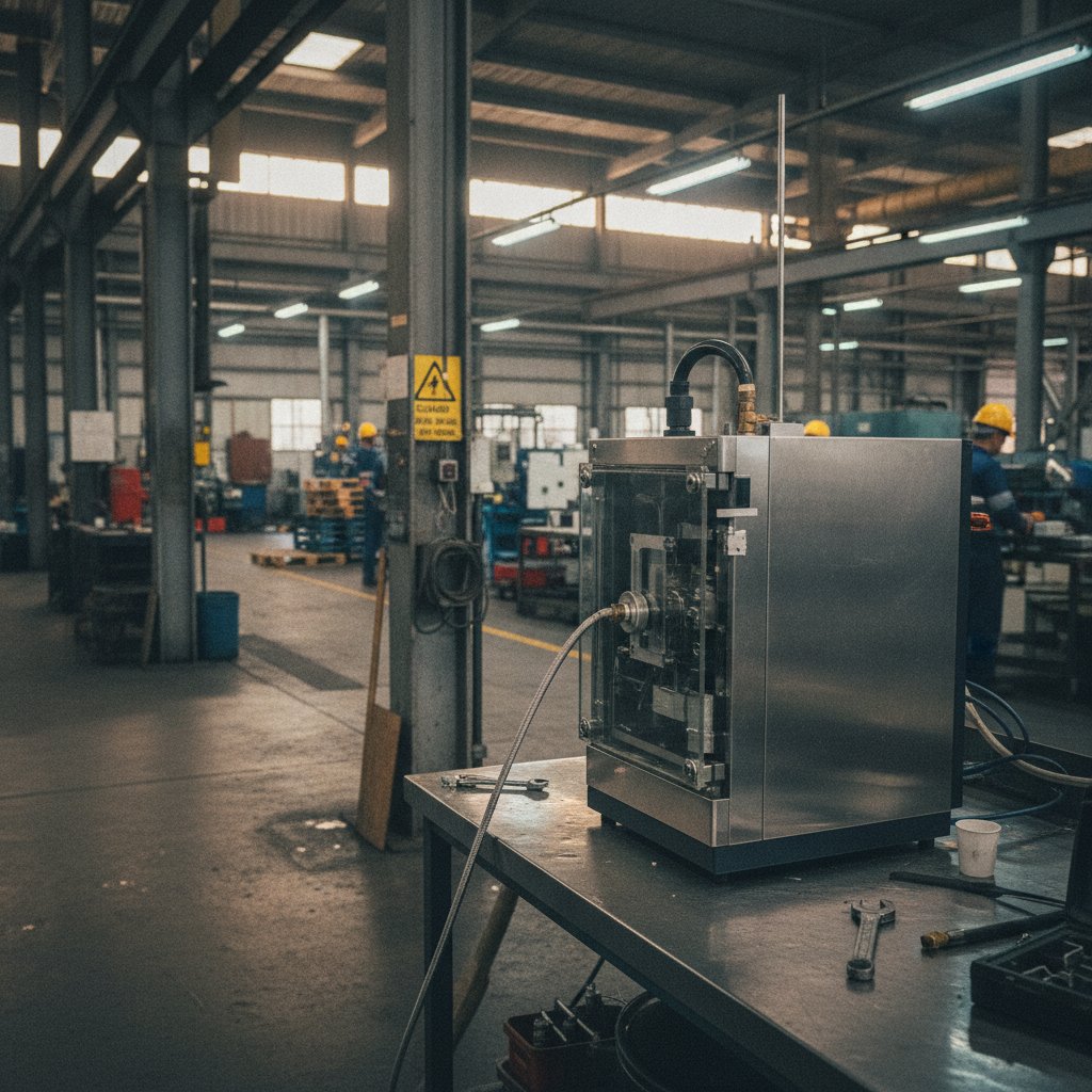 Cromatógrafo gasoso conectado a linha de ar comprimido em laboratório de análise química