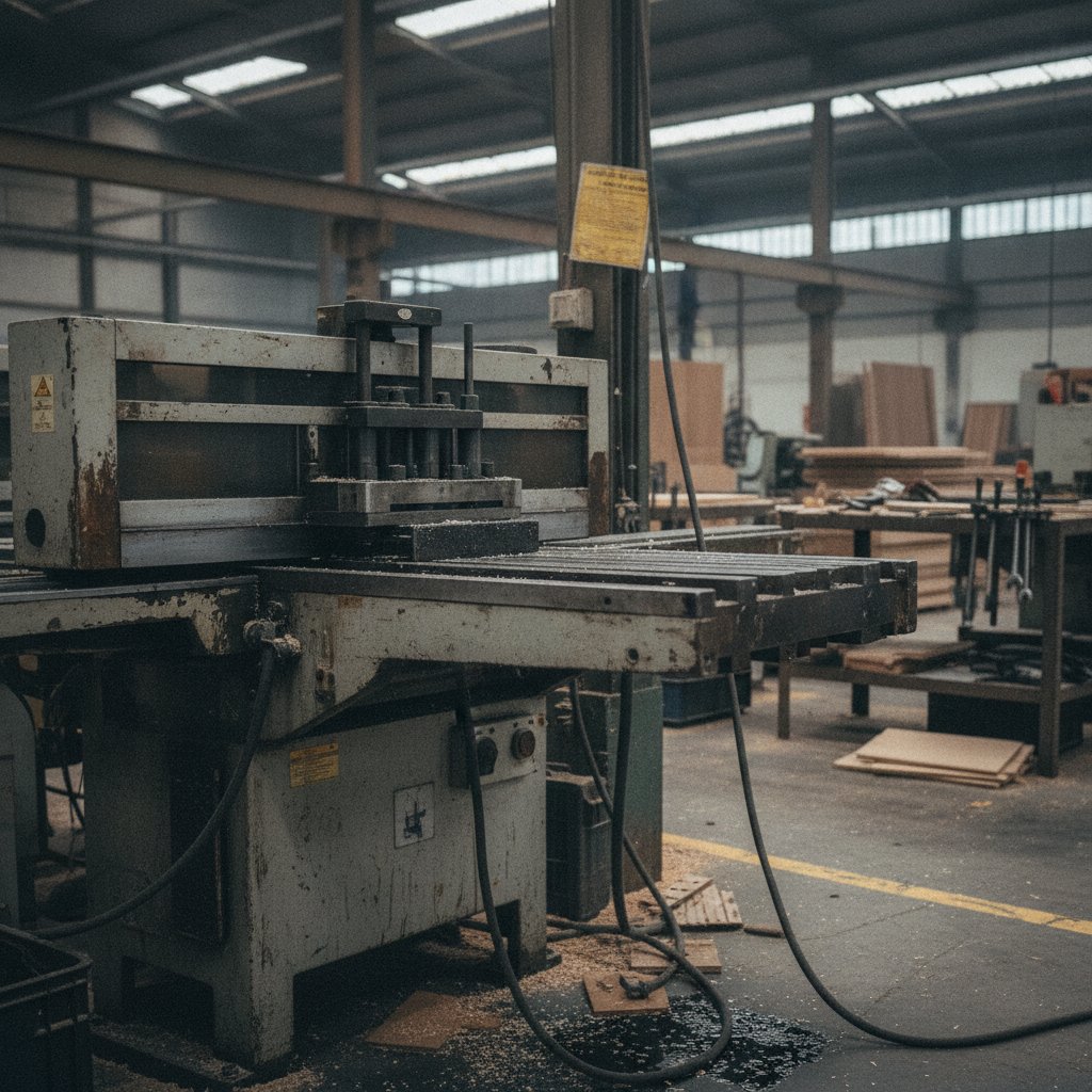 Coladeira de borda automática de linha contínua em operação em fábrica de móveis