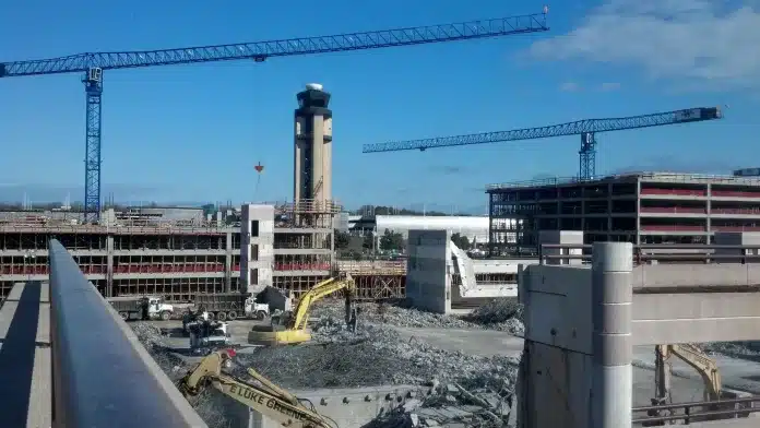 vista a´rea de obra de construção civil