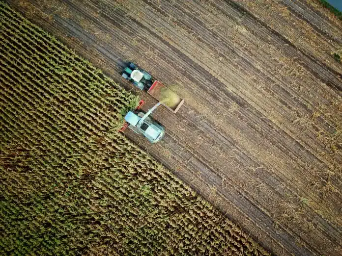 Vista aárea de campo sendo cultivado