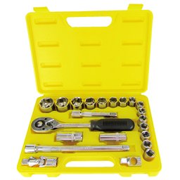 Jogo de Soquetes CR-V com Chave Catraca 1/2 Pol. 22 Peças TITANIUM-5497