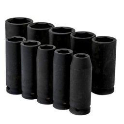 Jogo de Soquete de Impacto Sextavado 1/2 Pol. 10 a 24 mm com 11 Peças STELS-1326255