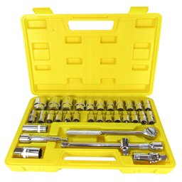 Jogo de Soquetes Encaixe 1/2 Pol. com 32 Peças TITANIUM-5514