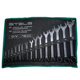 Jogo de Chaves Combinadas CRV 6 a 32mm com 15 Peças STELS-1540755