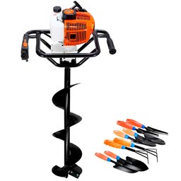 Perfurador de Solo à Gasolina -FG9150 52CC 1500W + Jardinagem 8 Peças FORTGPRO-K1796