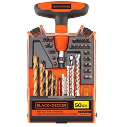 Jogo de Furar e Parafusar com 50 Peças BLACK+DECKER-BDA50X-LAC